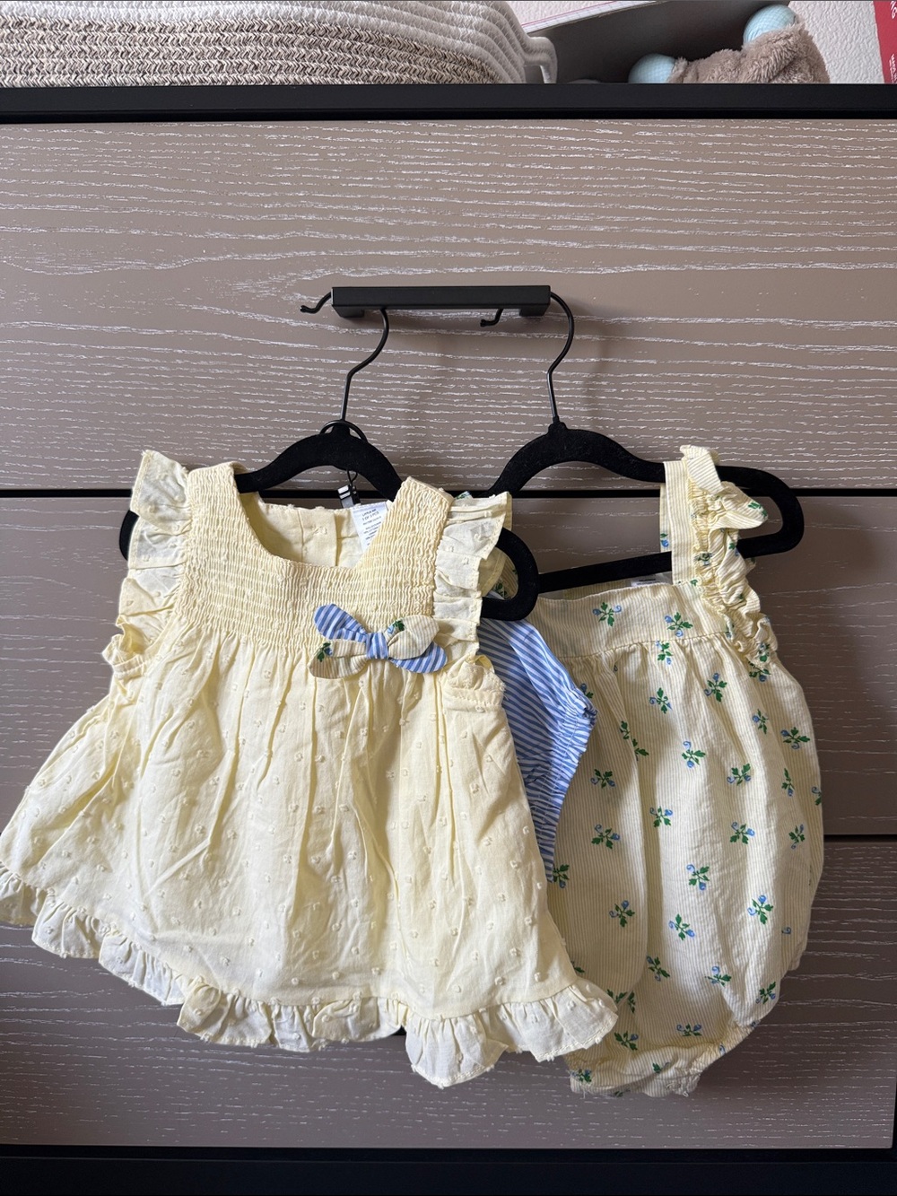 Little Me Yellow Floral & Yellow Bow Infant Matching Set